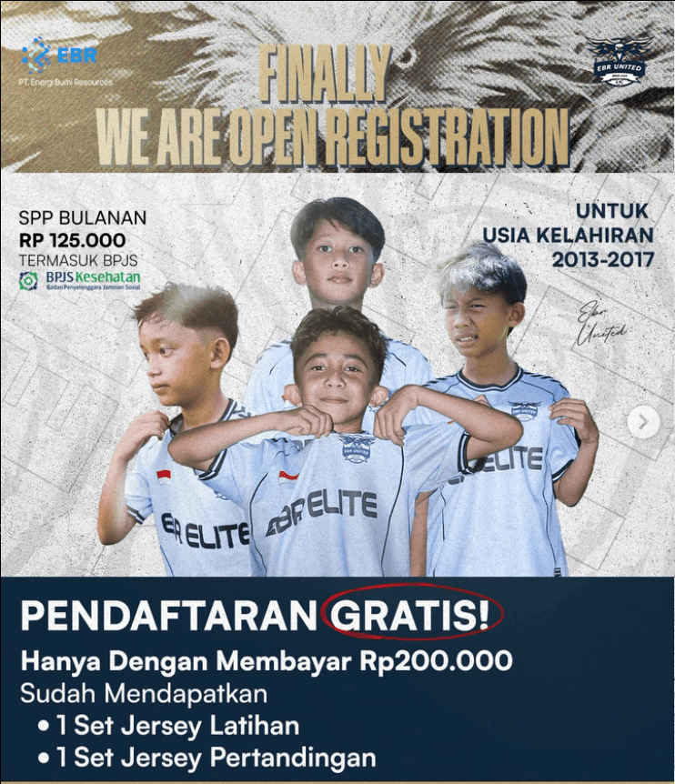 Pendaftaran Siswa Baru EBR United